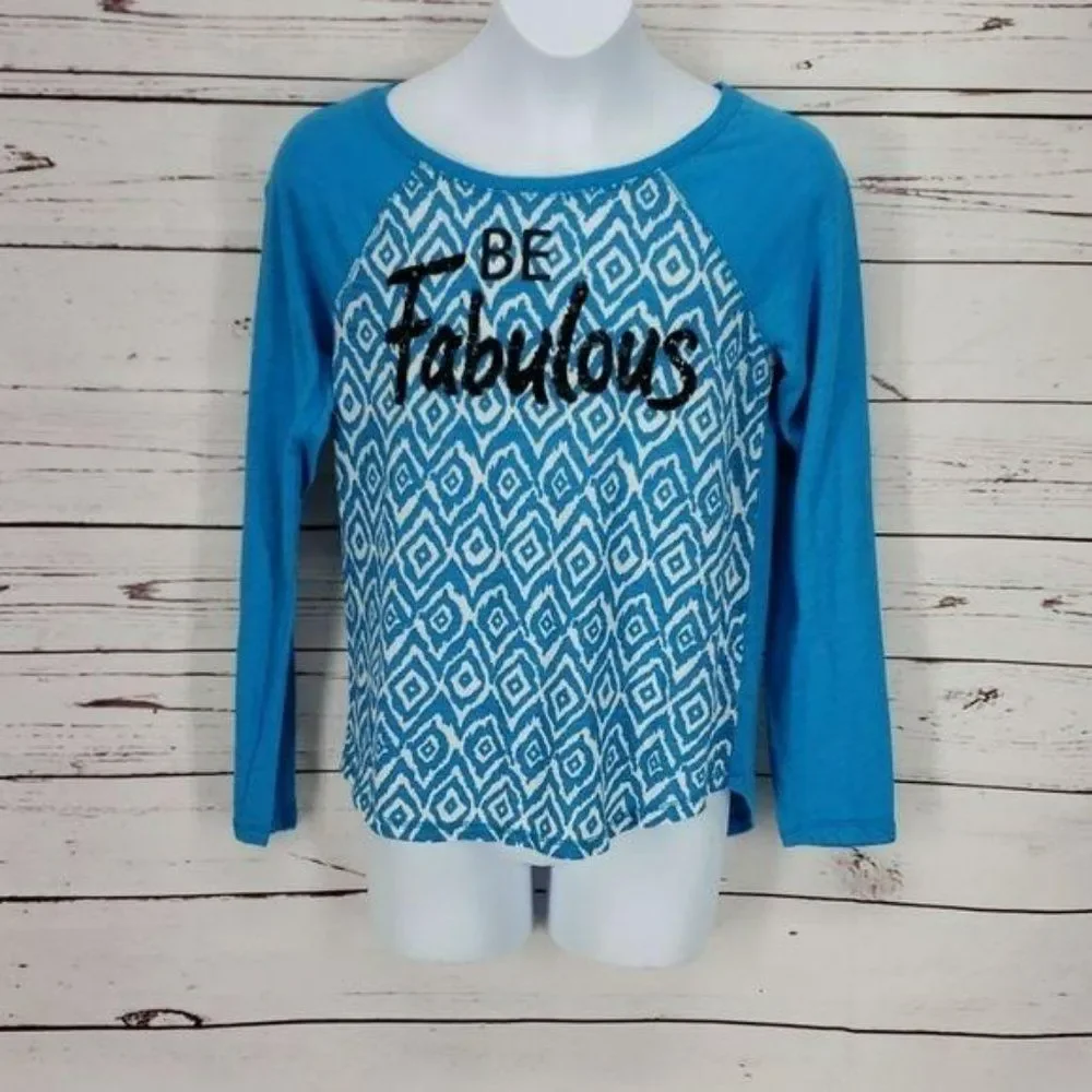 Justice Be Fabulous blue‎ long sleeve sz 12 shirt